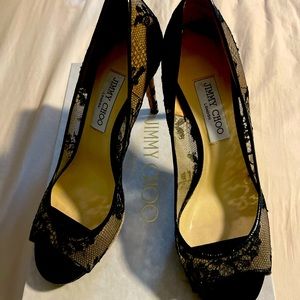 Black lace Jimmy Choo heels